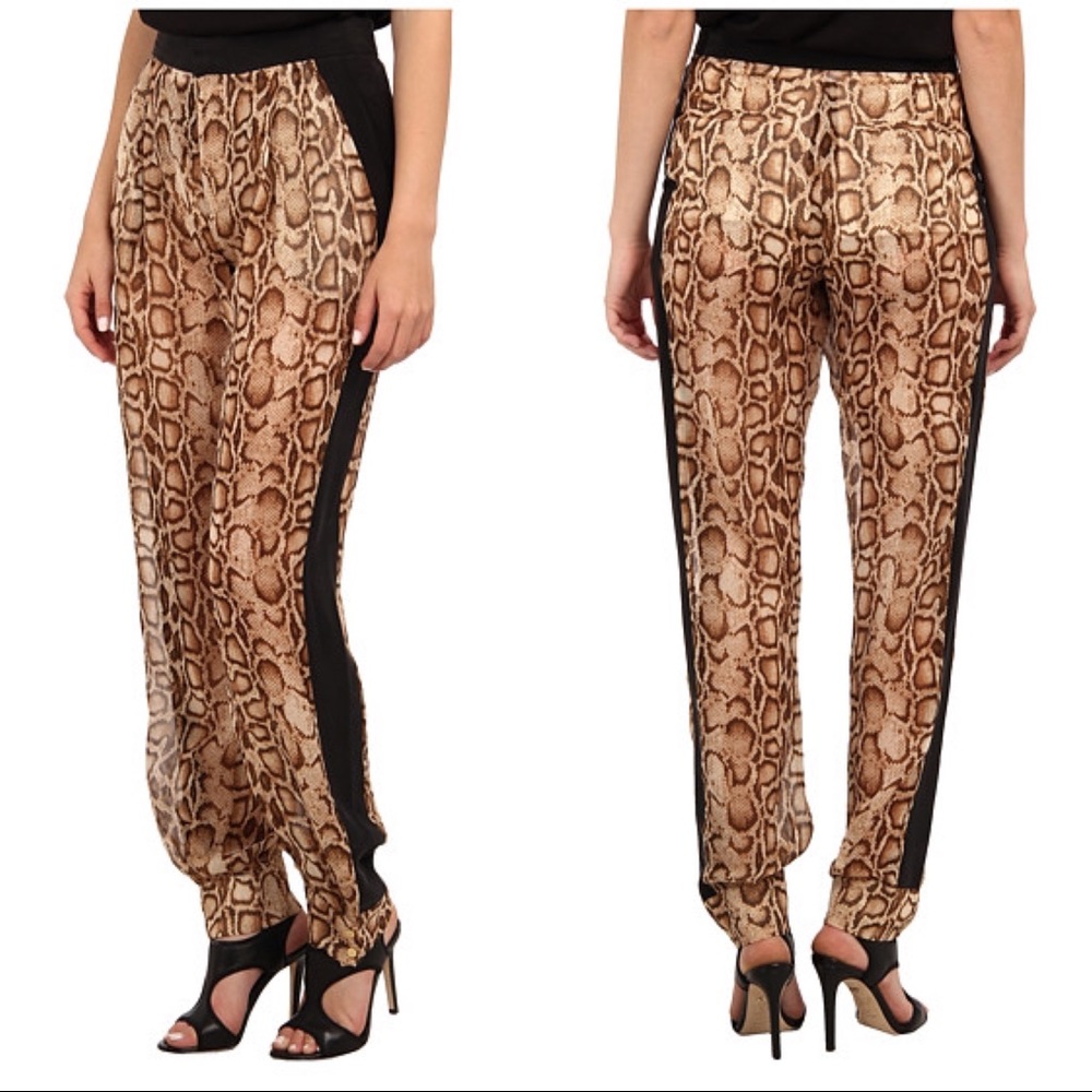Rachel Roy Snakeskin Joggers, 100% Silk